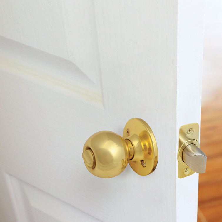 Polished Brass Privacy Bed/Bath Door Knob with Nickel Plated Bolt