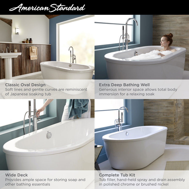 Cadet 66'' Arctic White Acrylic Freestanding Soaking Bathtub