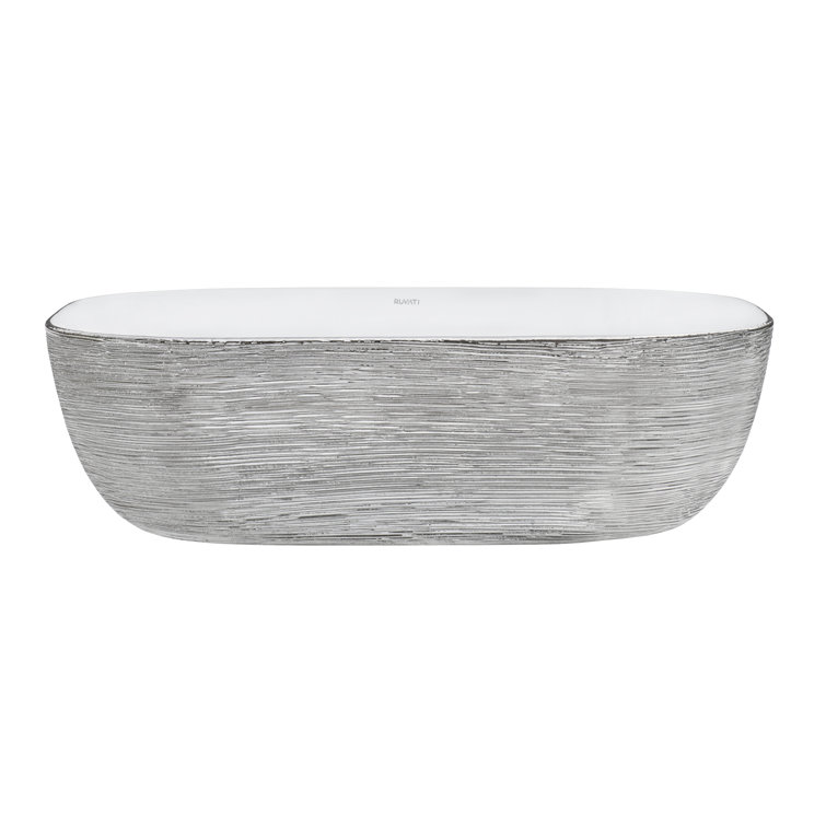 Silver and White 24" Ceramic Above-Counter Bathroom Vessel Sink