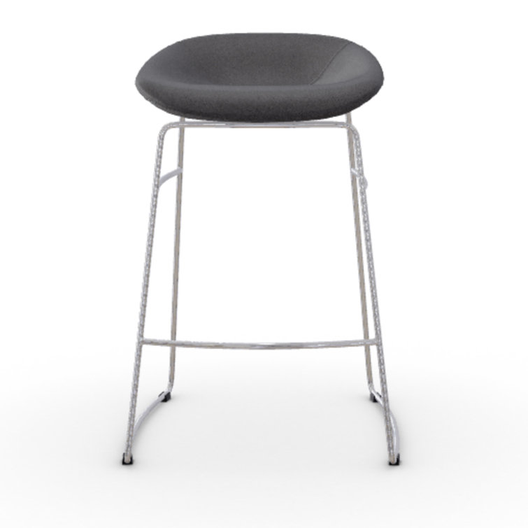 Palm White and Silver Metal Counter Stool