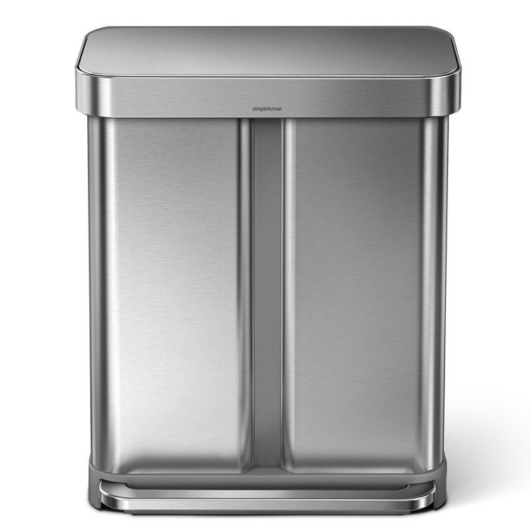 Fingerprint Resistant Stainless Steel Dual Compartment Pedal Trash Can