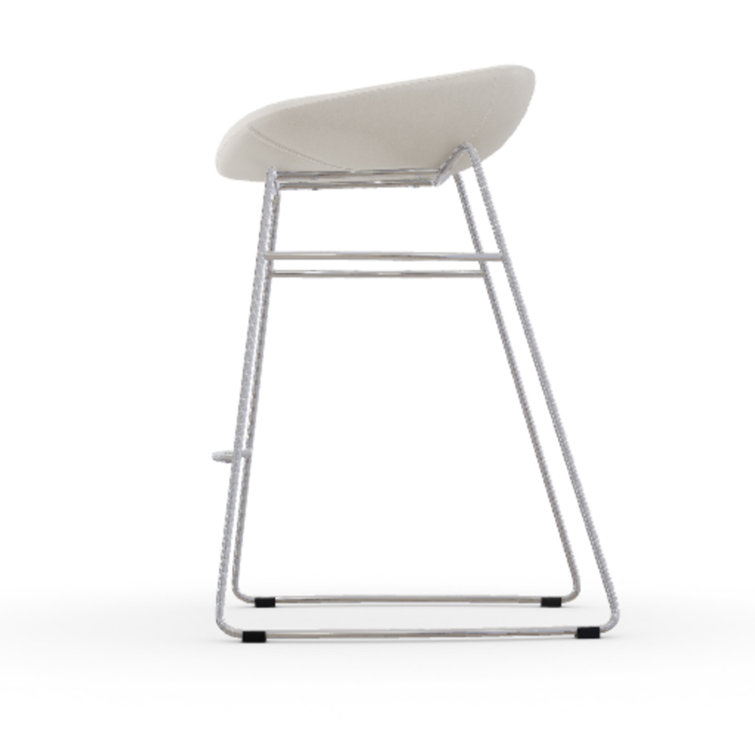 Palm White and Silver Metal Counter Stool
