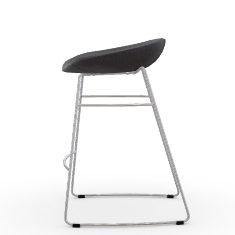 Palm White and Silver Metal Counter Stool