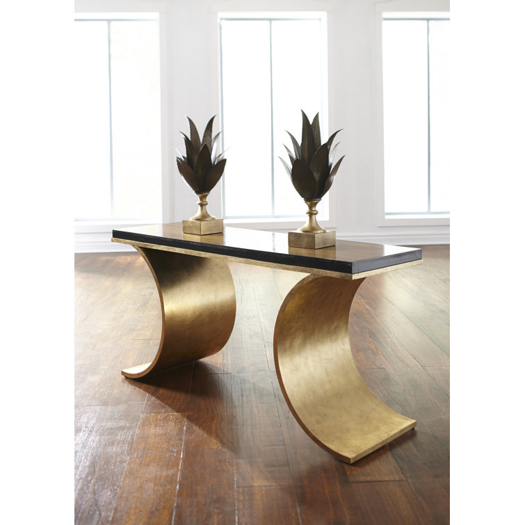 Thames 60'' Gold and Black Wood Console Table