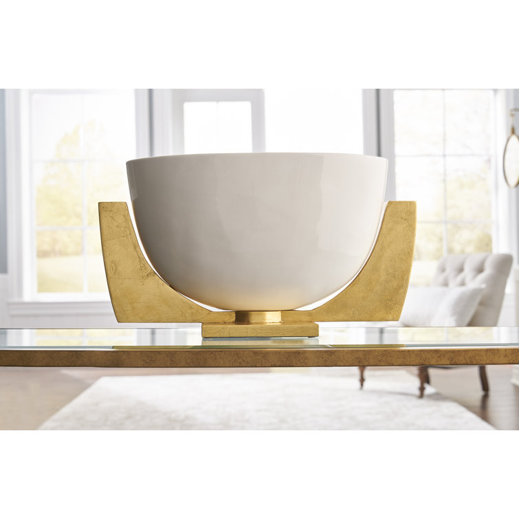 Gloss White Porcelain Bowl with Gold Stand