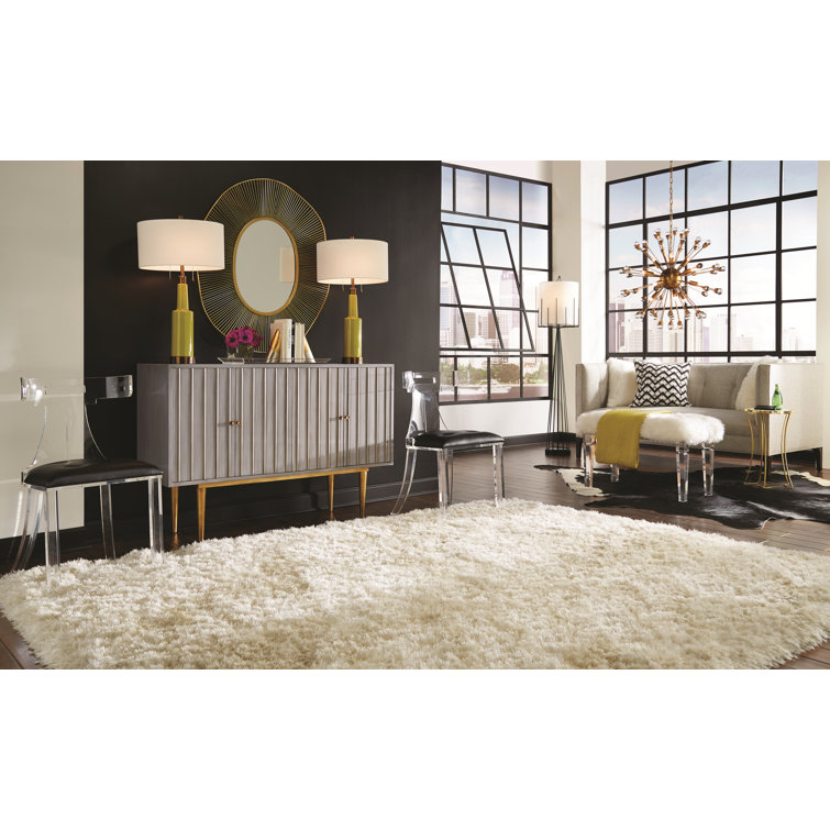 Elsa Black Leather and Acrylic Side Chair