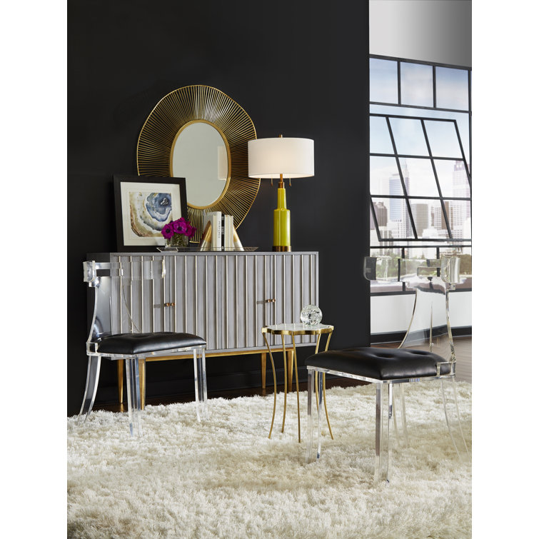Elsa Black Leather and Acrylic Side Chair
