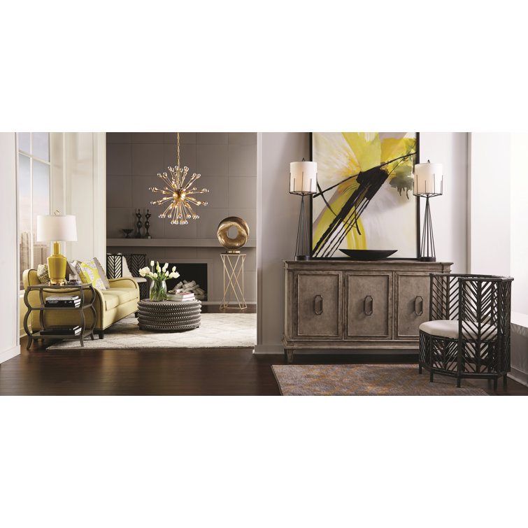 Black Bamboo Barrel Chair with Off-White Cushion