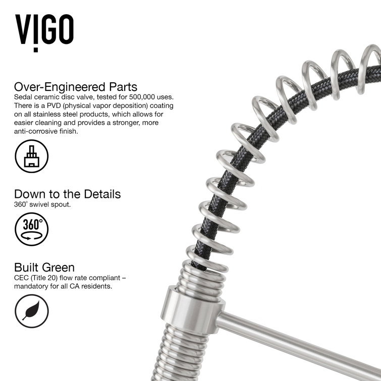 Stainless Steel Pull-Down Sprayer Kitchen Faucet with Brass Handle