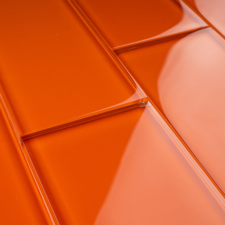 Crystile 3" x 6" Orange Glass Mosaic Subway Tile