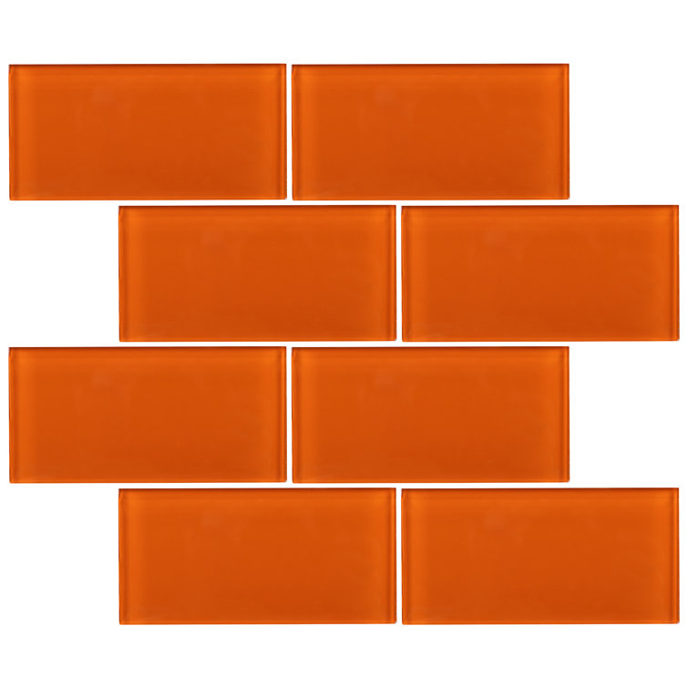Crystile 3" x 6" Orange Glass Mosaic Subway Tile