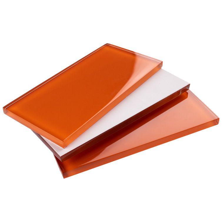 Crystile 3" x 6" Orange Glass Mosaic Subway Tile