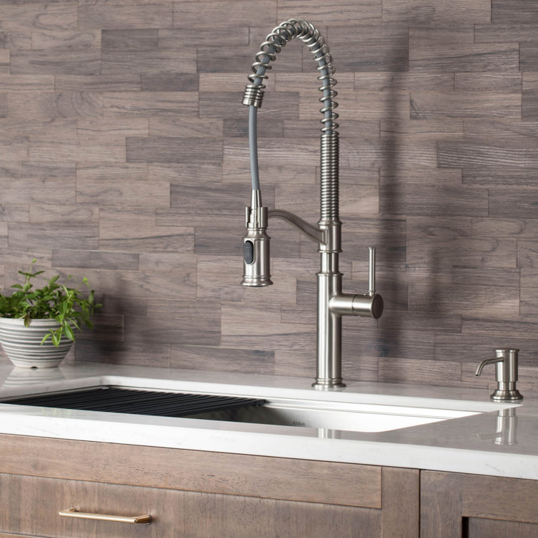 Sellette Spot Free Stainless Steel Pull-Down Kitchen Faucet with Soap Dispenser
