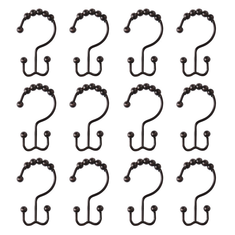 Brass Double Hook Rust Resistant Shower Curtain Hooks Set