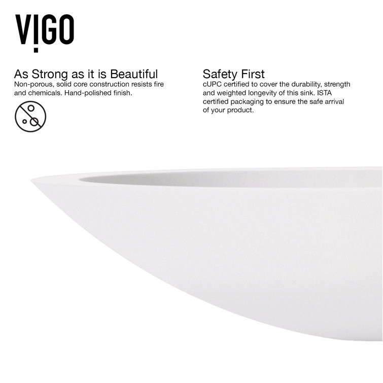 23" White Matte Stone Oval Vessel Sink with Brushed Nickel Faucet