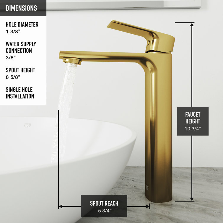 Matte Gold Single Handle Vessel Sink Bathroom Faucet