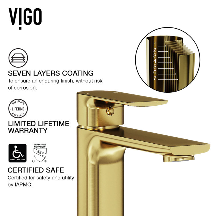 Matte Gold Single Handle Vessel Sink Bathroom Faucet