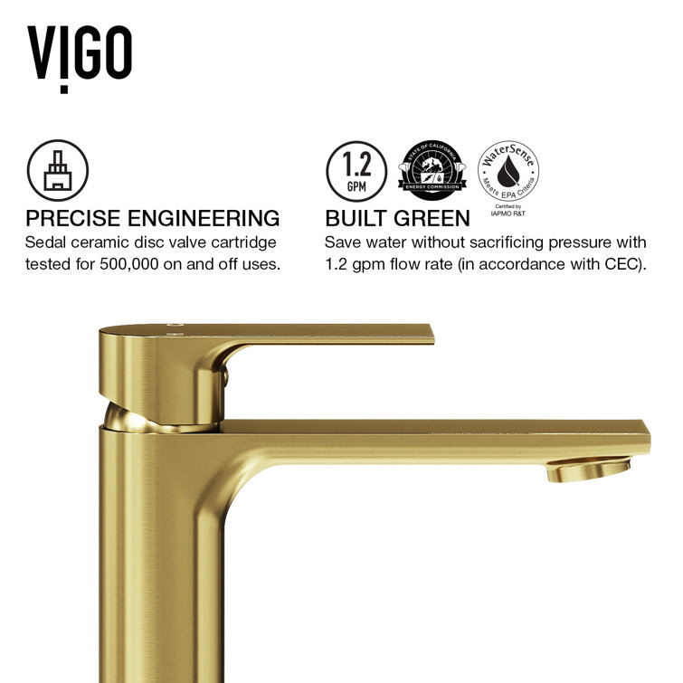 Matte Gold Single Handle Vessel Sink Bathroom Faucet