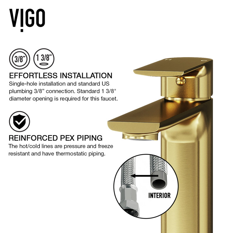 Matte Gold Single Handle Vessel Sink Bathroom Faucet