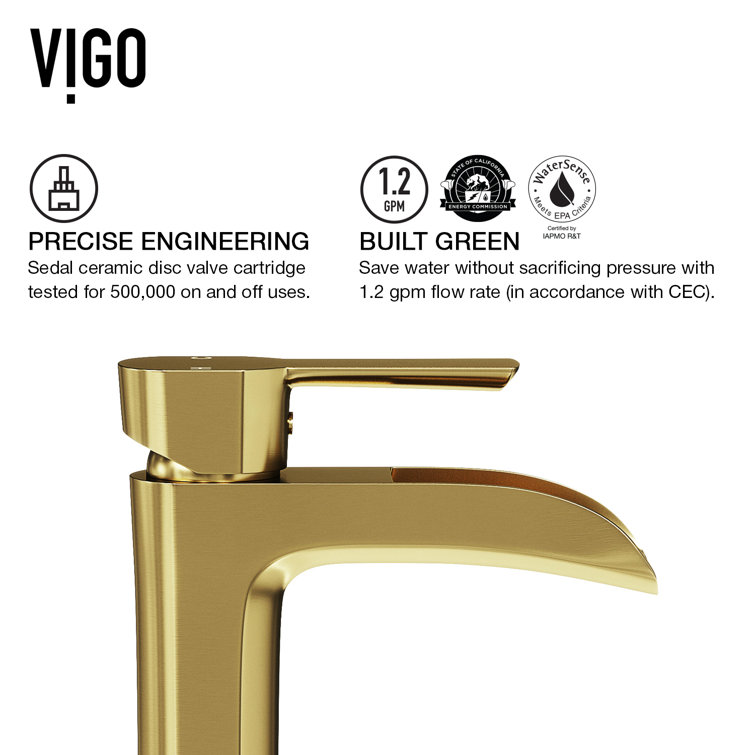 Niko 10.5" Waterfall Vessel Bathroom Faucet in Matte Gold