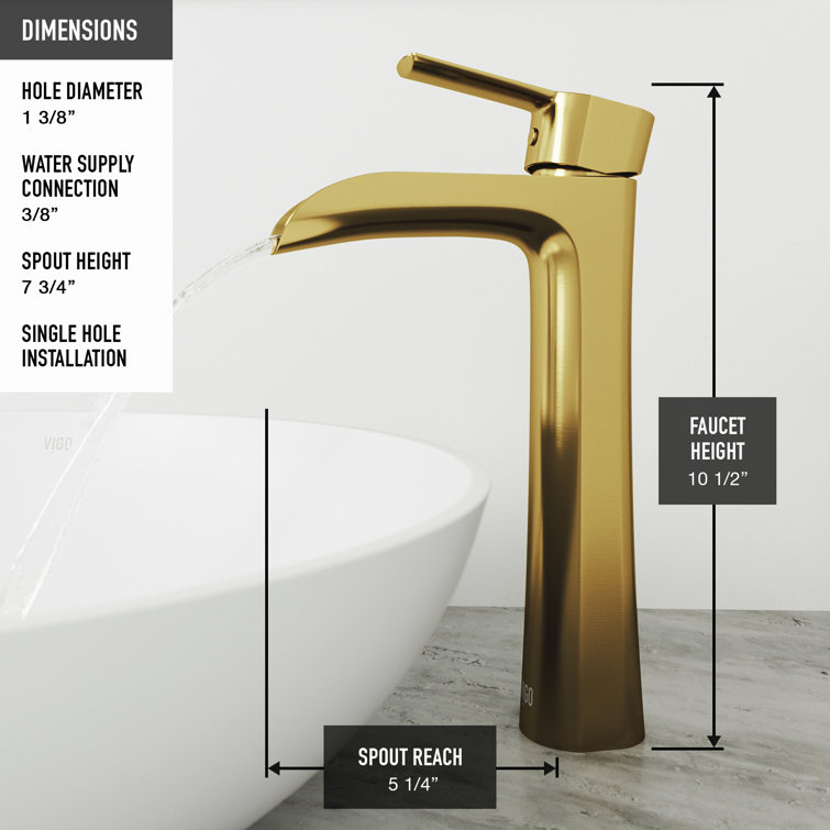 Niko 10.5" Waterfall Vessel Bathroom Faucet in Matte Gold