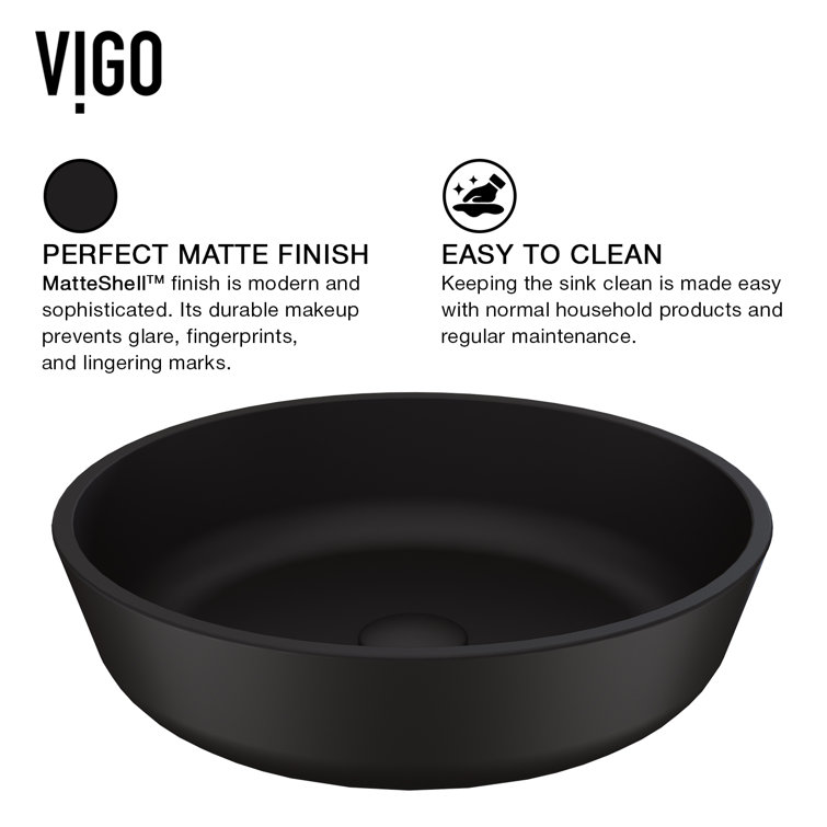 Modus Matte Black Glass Round Vessel Bathroom Sink