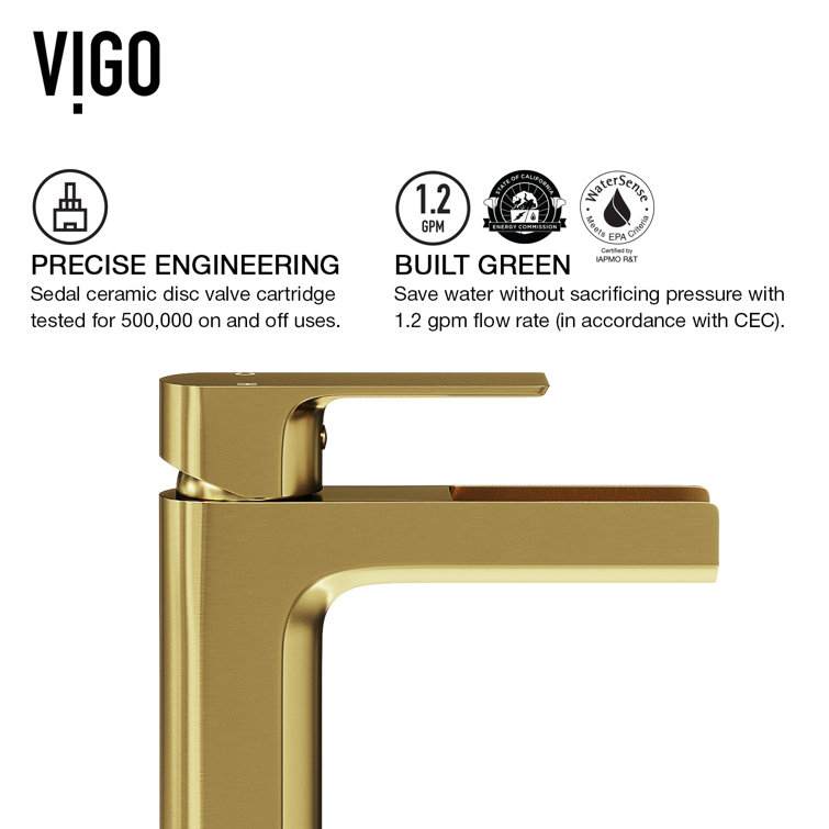 Amada Matte Brushed Gold Waterfall Vessel Sink Faucet