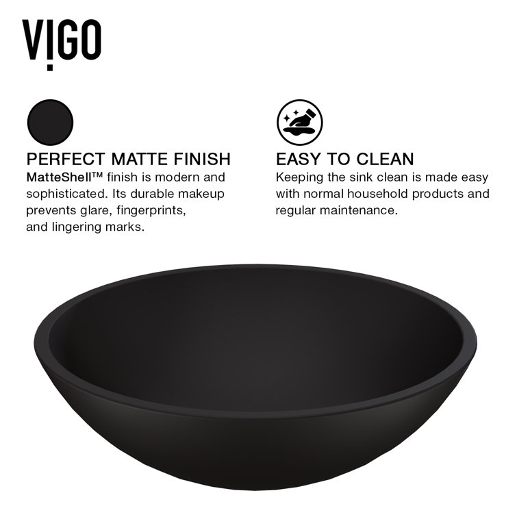 Cavalli Matte Black Glass Round Vessel Sink
