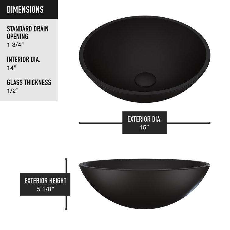 Cavalli Matte Black Glass Round Vessel Sink