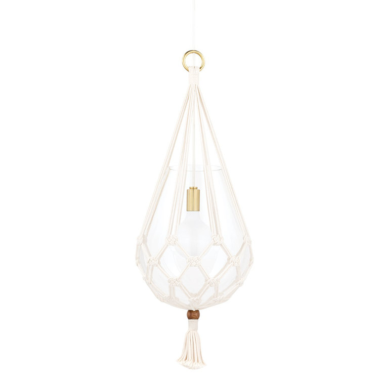 Aged Brass Bohemian Pendant Light with Clear Glass Shade
