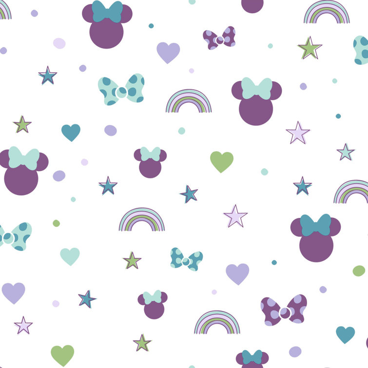 Purple Vinyl Kids' Removable Wallpaper with Rainbow and Stars