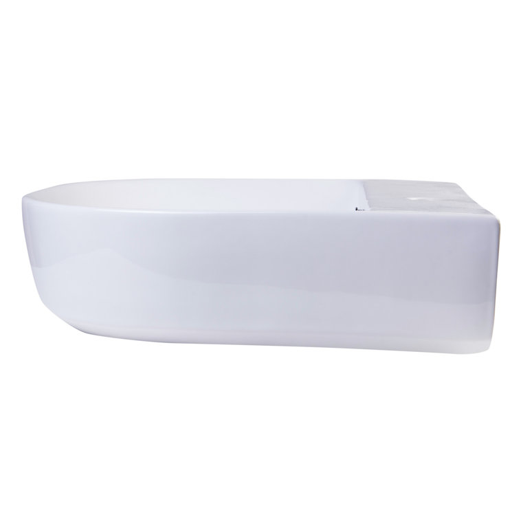 White Ceramic Wall-Mounted U-Shaped Bathroom Sink