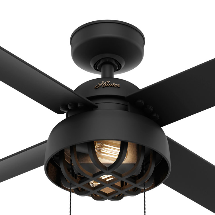 52" Matte Black Indoor/Outdoor Ceiling Fan with LED Light Kit