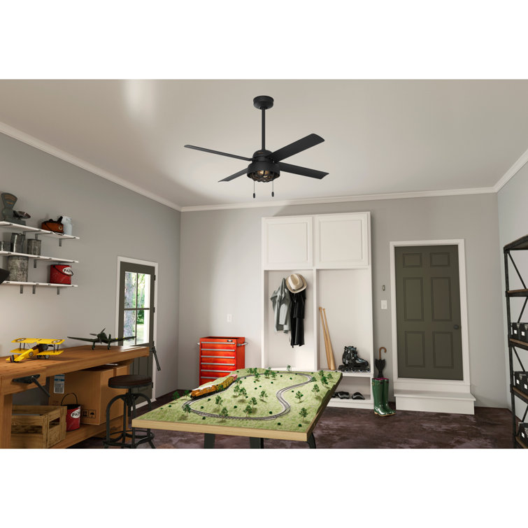 52" Matte Black Indoor/Outdoor Ceiling Fan with LED Light Kit
