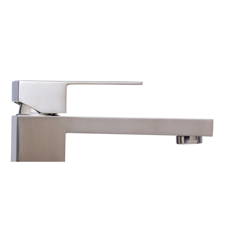 Brushed Nickel Tall Square Single Lever Bathroom Faucet