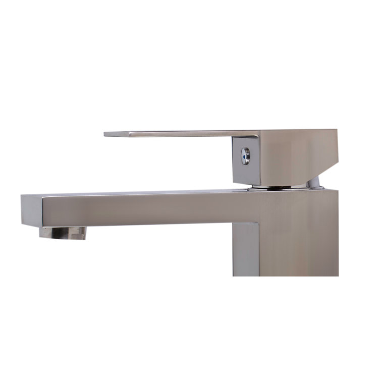 Brushed Nickel Single Lever Bathroom Faucet with Square Design