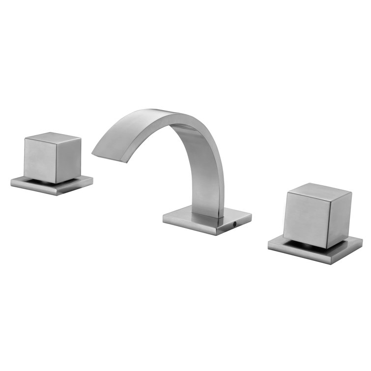 Brushed Nickel Modern Widespread Bathroom Faucet Set