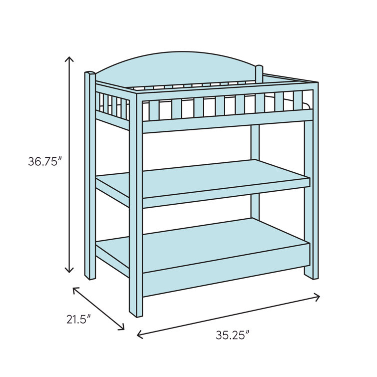 Gray Wooden Changing Table with Safety Strap and Pad