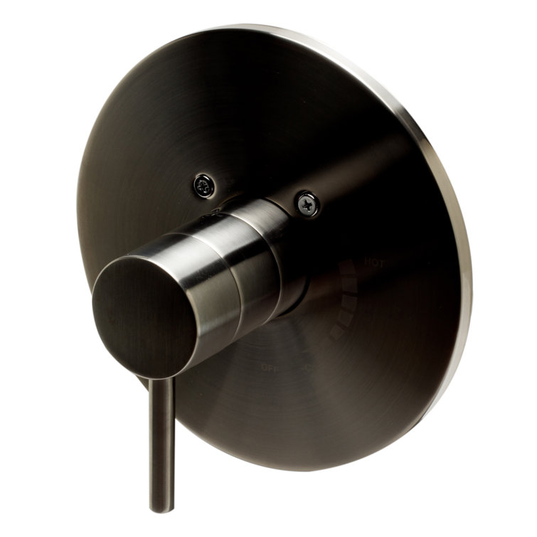 Brushed Nickel Round Single-Handle Shower Mixer with Lever