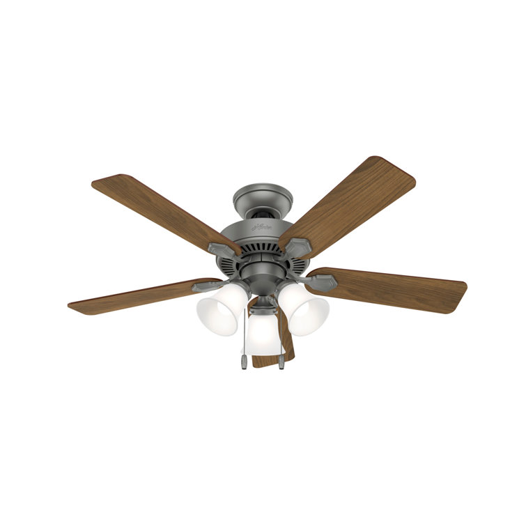 Swanson 44" Matte Silver Ceiling Fan with Reversible Blades and LED Light