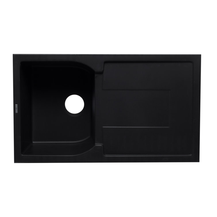34'' Black Granite Single Bowl Kitchen Sink with Drainboard