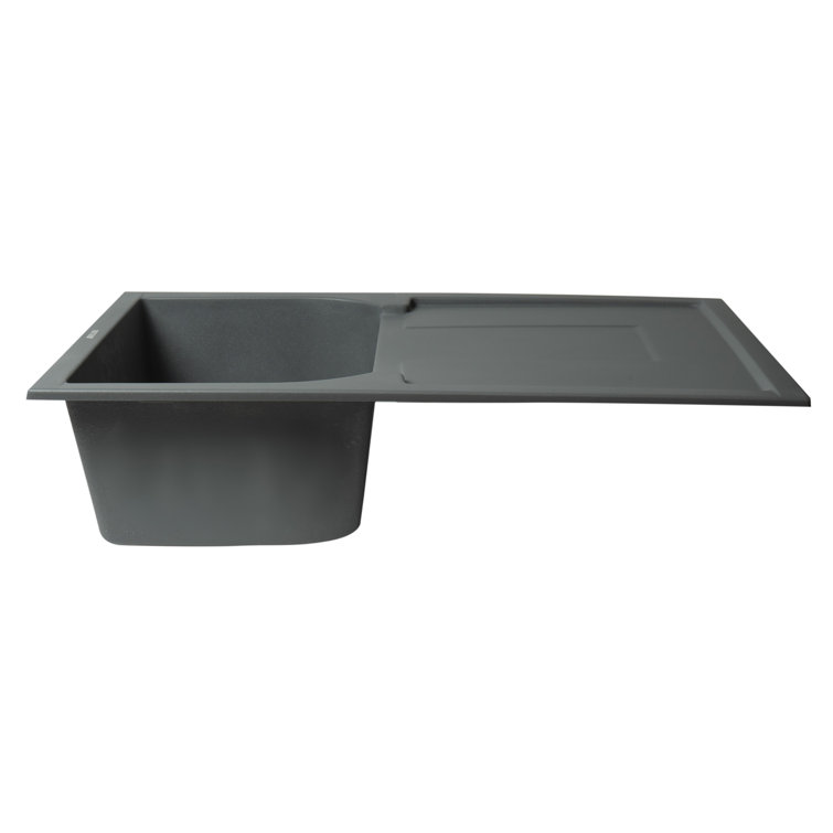 Titanium Gray Granite Single Bowl Kitchen Sink with Drainboard