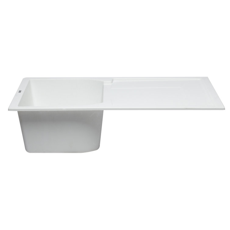 34'' White Granite Single Bowl Kitchen Sink with Drainboard