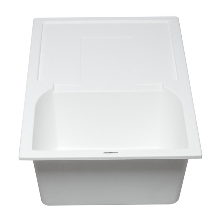 34'' White Granite Single Bowl Kitchen Sink with Drainboard