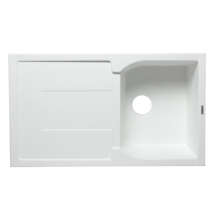 34'' White Granite Single Bowl Kitchen Sink with Drainboard