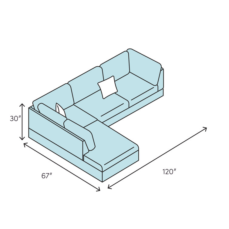 Bennett Charcoal 120" Polyester Chaise Sectional Sofa