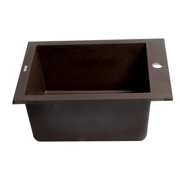 19.88'' Chocolate Granite Drop-In Single Bowl Kitchen Sink