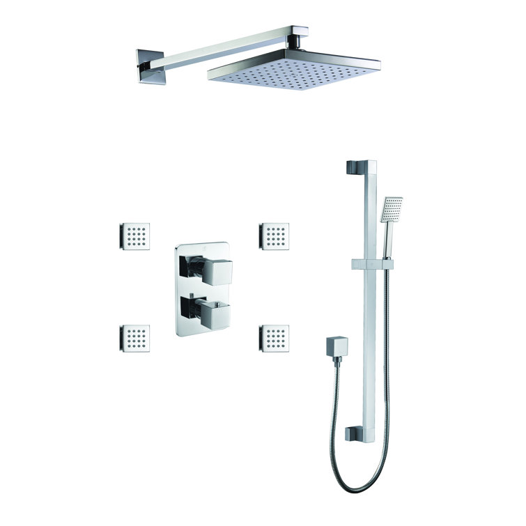 Polished Chrome Multi-Head Rain Shower System with Handheld