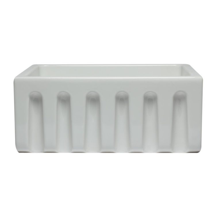 24'' White Fireclay Farmhouse Drop-In Single Bowl Sink