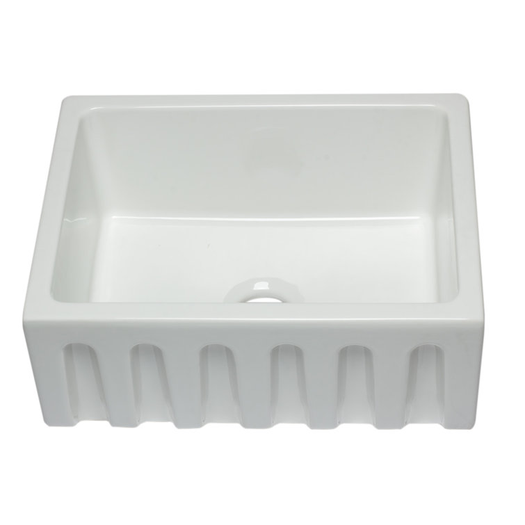 24'' White Fireclay Farmhouse Drop-In Single Bowl Sink